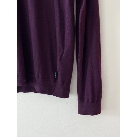Ted Baker Dark Purple Men's V-Neck Knit Sweater Wool Cashmere SIlk Blend Size 6 - Picture 3 of 7